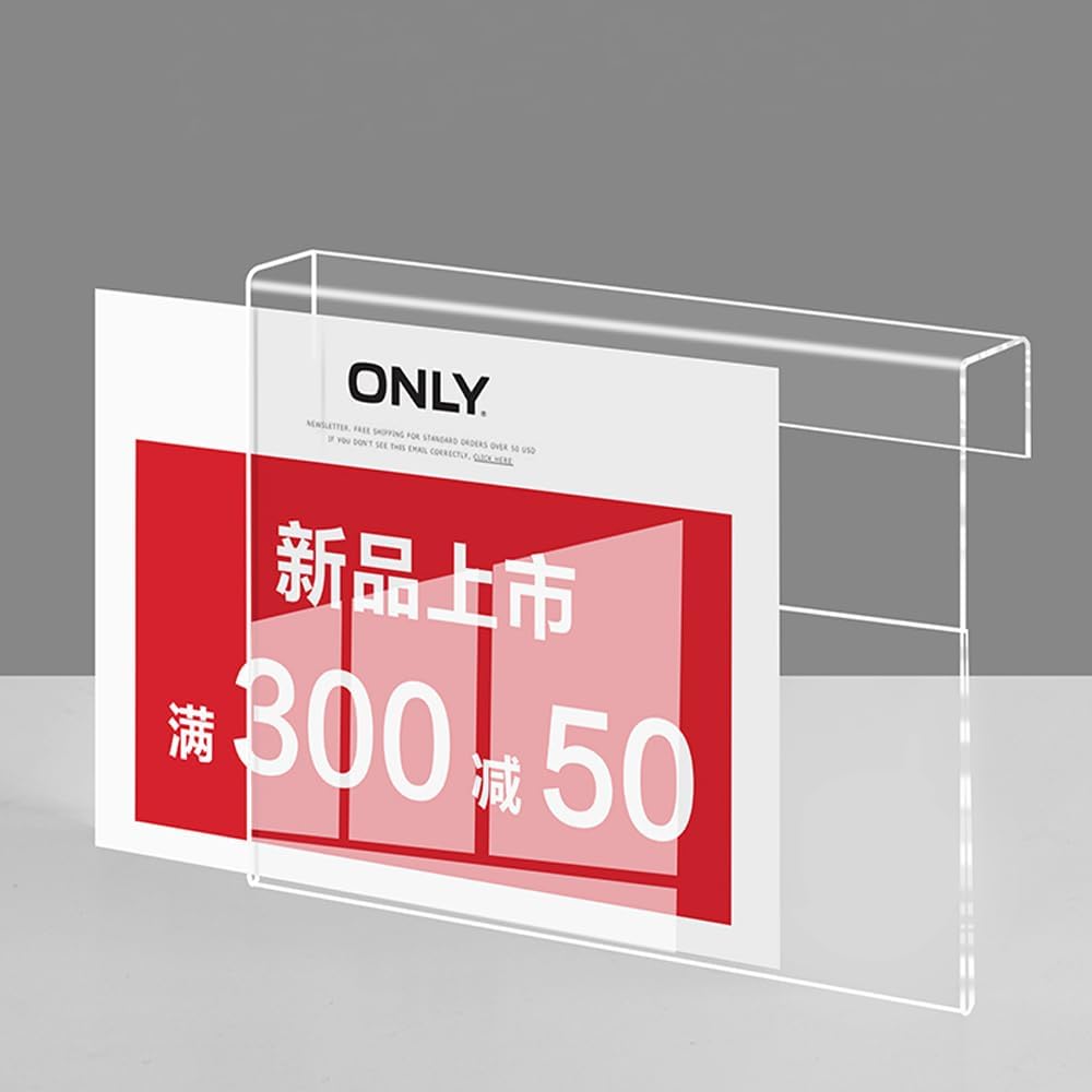 Acrylic Sign Holder Price Tag Displays Sign Holder Ads Display Stand for Retail Store Clothing Price (Horizontal A6 150×100mm /5.91×3.94 inches)
