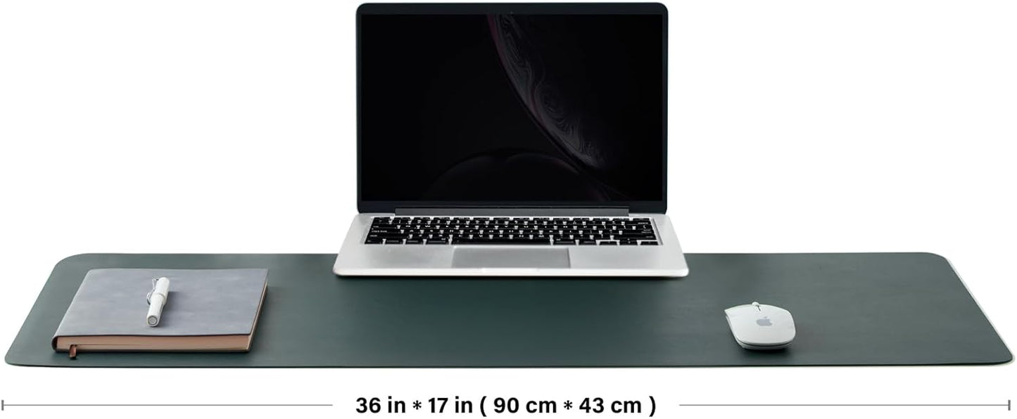 Cork Desk Mat - Dual-Sided Desk Pad for Office and Home - Desk Organization and Accessories - Ideal for Large Mouse Pad and Desk Mats on Top of Desks(Dark Green,90cmx 43cm)