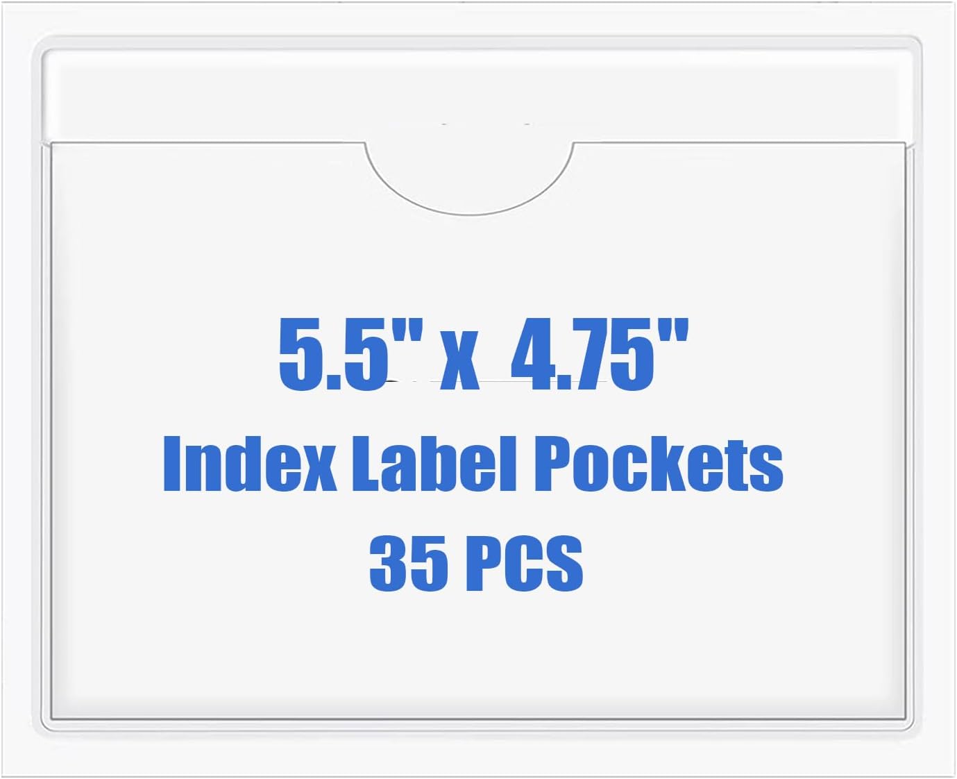 Origin-Joy 35 PCS Self Adhesive Index Card Pockets with Top Open, Clear Plastic Label Holder for Cards of Note, Library and Business, Adhesive Label Pockets & Card Holder (5.5 x 4.75 inch)