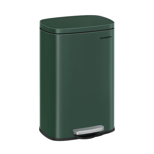 SONGMICS 13 Gallon (50 L) Trash Can, Stainless Steel Kitchen Garbage Can, Recycling or Waste Bin, Soft Close, Step-On Pedal, Removable Inner Bucket, Retro Green ULTB050C01
