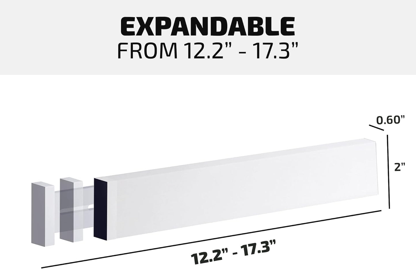 4 Pack Drawer Dividers Bamboo 2.6" High, 12.5"-17" Adjustable Drawer Organizers for Clothes, Expandable Dresser Separators in Bedroom/Bathroom/Kitchen/Office Organization and Storage (White)