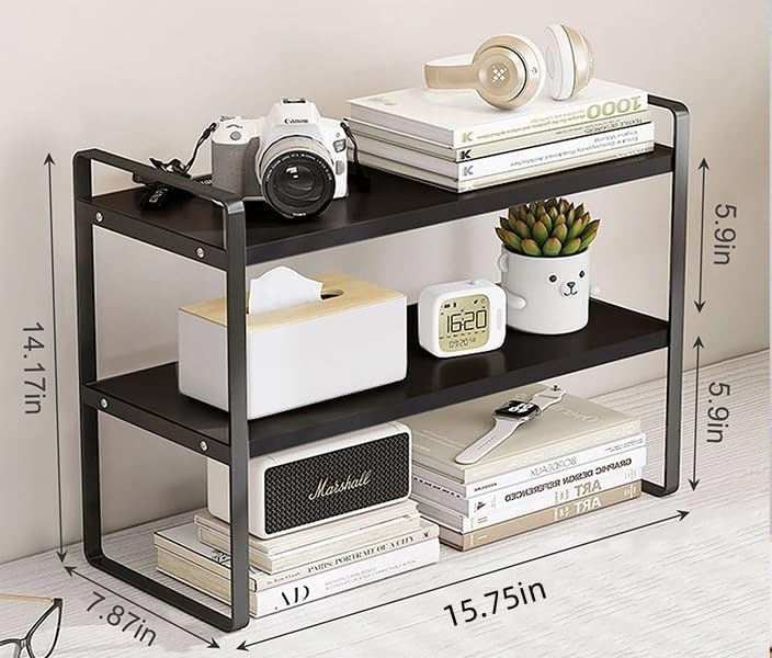 Desktop Organizer Shelf,Desktop Shelves,Office Storage Rack Computer Desk Bookshelf,2-Tier Wood Display Shelf for Office,Home,Dormitory Supplies