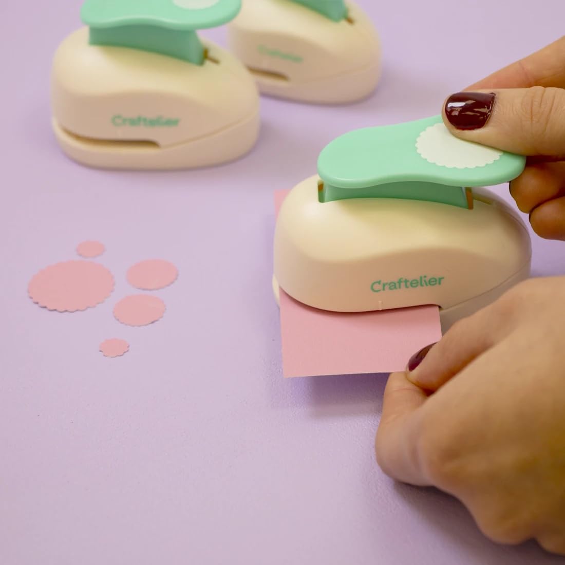 Craftelier - Circle Scallop Punch Set | 3/8", 5/8" & 1" Shape Scalloped Hole Puncher for Paper Crafts | Round Scalloped Hole Punch for Scrapbooking, DIY Cards & Journals | Craft Punch Set for Paper