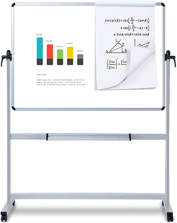 VIZ-PRO Double-Sided Magnetic Mobile Whiteboard, 72 x 48 Inches, Rolling Dry Erase Board Easel Stand on Wheels with Aluminium Frame for School Office Home 6' x 4'