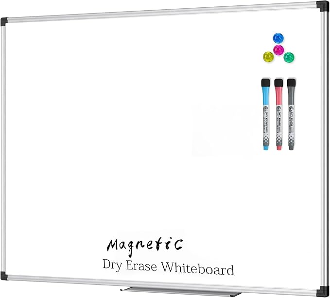 XBoard Magnetic Dry Erase Whiteboard 48 x 36 Inch, 4' x 3' Premium White Board for Wall with Marker Tray, Silver Aluminum Frame Presentation Board for Home Office Classroom