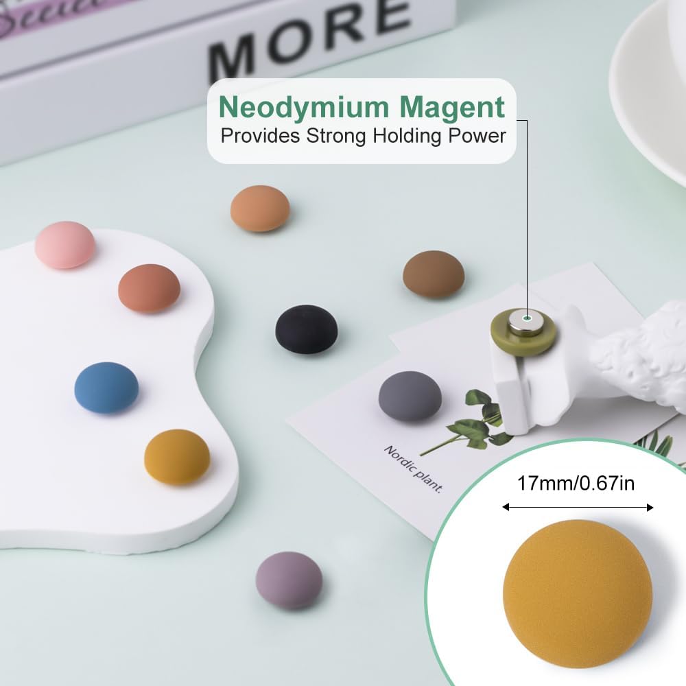 rhinocats 20Pcs Fridge Magnets, Cute Locker Decor Magnet, Colorful Decorative Matte hemispheric Refrigerator Magnets, Strong Whiteboard Magnets for Classroom, Office, or Home Use