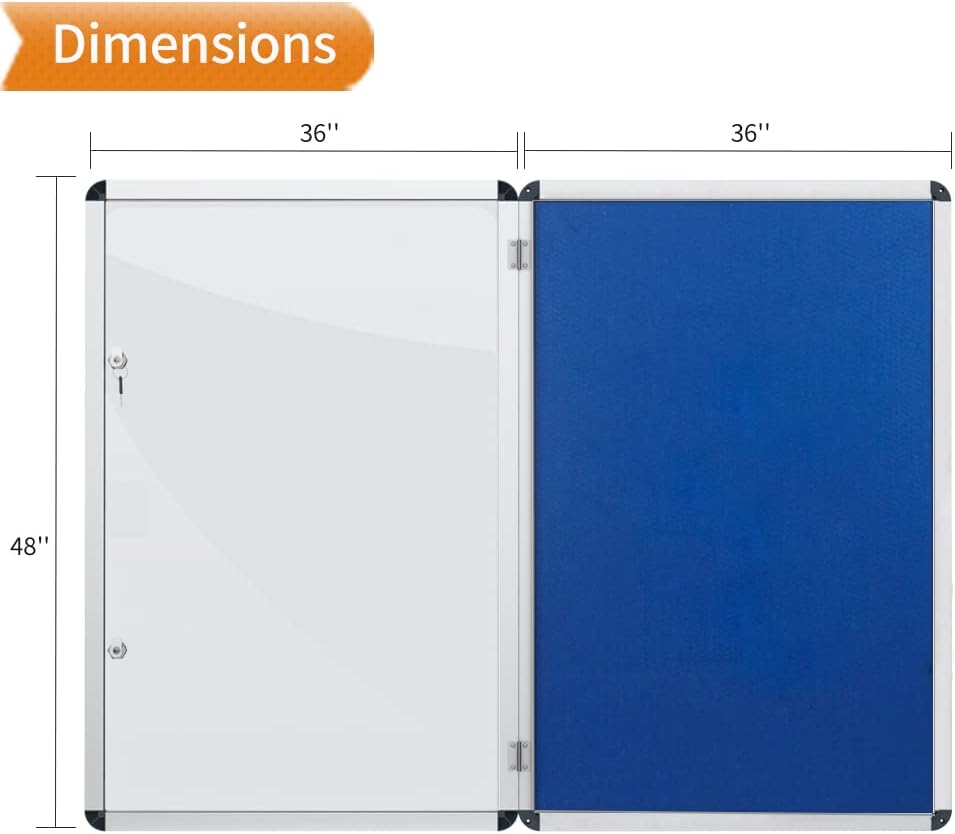 VIZ-PRO Tamperproof Lockable Noticeboard Class 1 Aluminium Framed 48x36 Inches