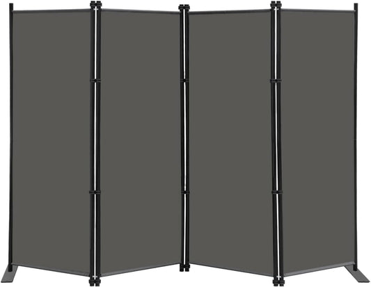 MAYOLIAH 4 Panel Room Divider Screen 6Ft Tall Foldable Privacy Dividers Indoor Wall Partition Room Separator Grey