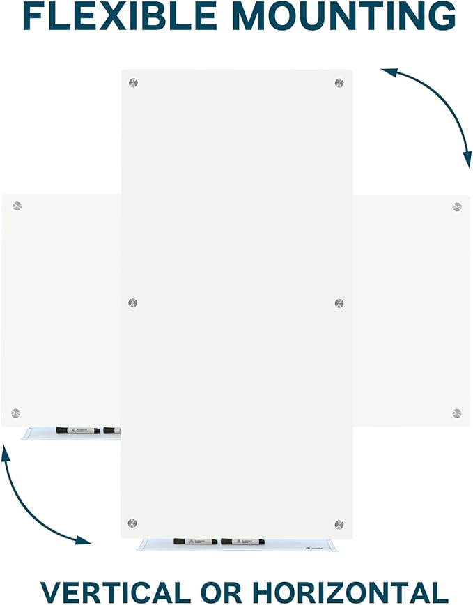 J&J worldwide Glass Dry Erase Board 6' x 4', Glass Whiteboard Magnetic, Large Frameless Glass White Boards for Walls, Includes Magnets, Marker Tray, Eraser for Office, Home, School