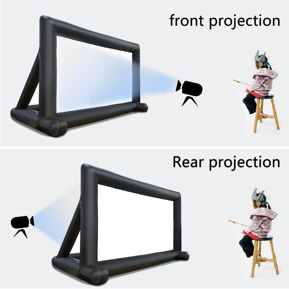 33ft Outdoor Inflatable Movie Screen, No Seam Projector Screen with Air Blower, Support Front & Rear Projection