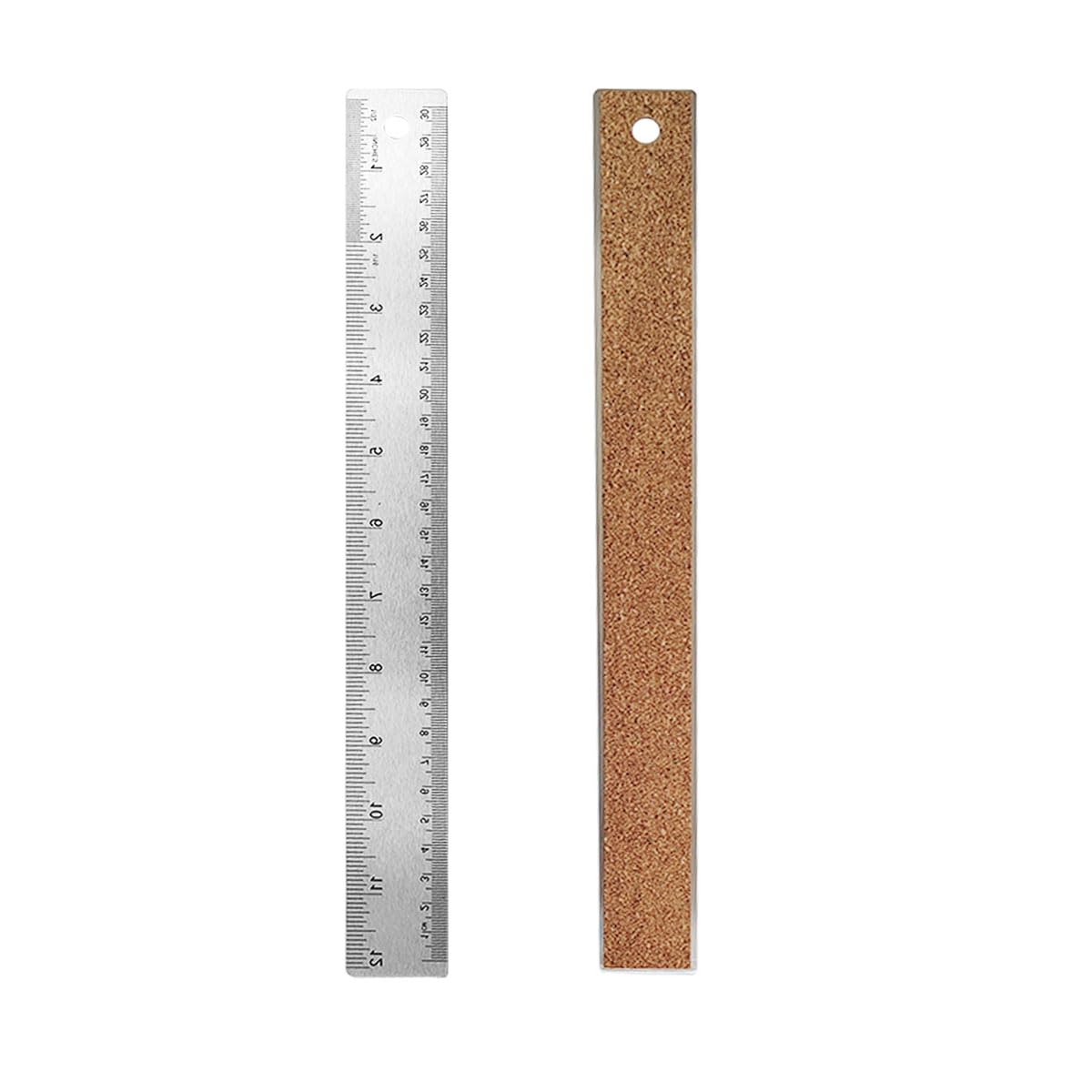 12-Inch Stainless Steel Metal Ruler with Non-Slip Cork Backing - 1 Pack