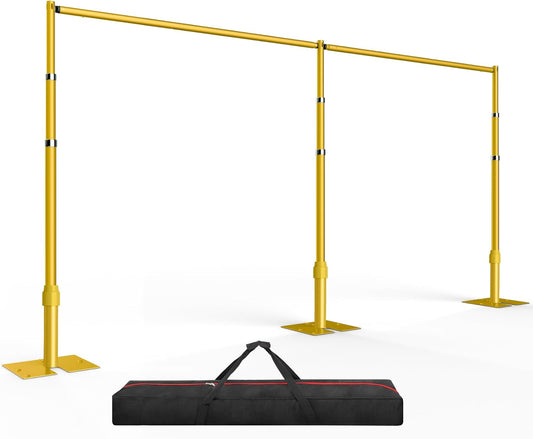 EMART Backdrop Stand Heavy Duty 10ftx20ft, Adjustable Pipe and Drape Photo Background Support Kit, Metal Frame with Flat Base for Wedding Birthday Party Banquet Decorations-Gold