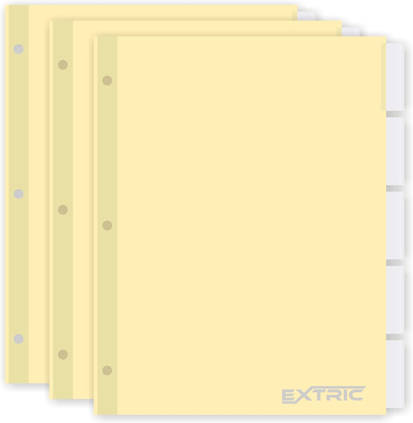 5-Tab Binder Dividers for 3 Ring Binder, Insertable Clear Big Tabs, Letter Size Paper Divider, 8.5 x 11 inch, 3 Sets (15 Dividers Total)