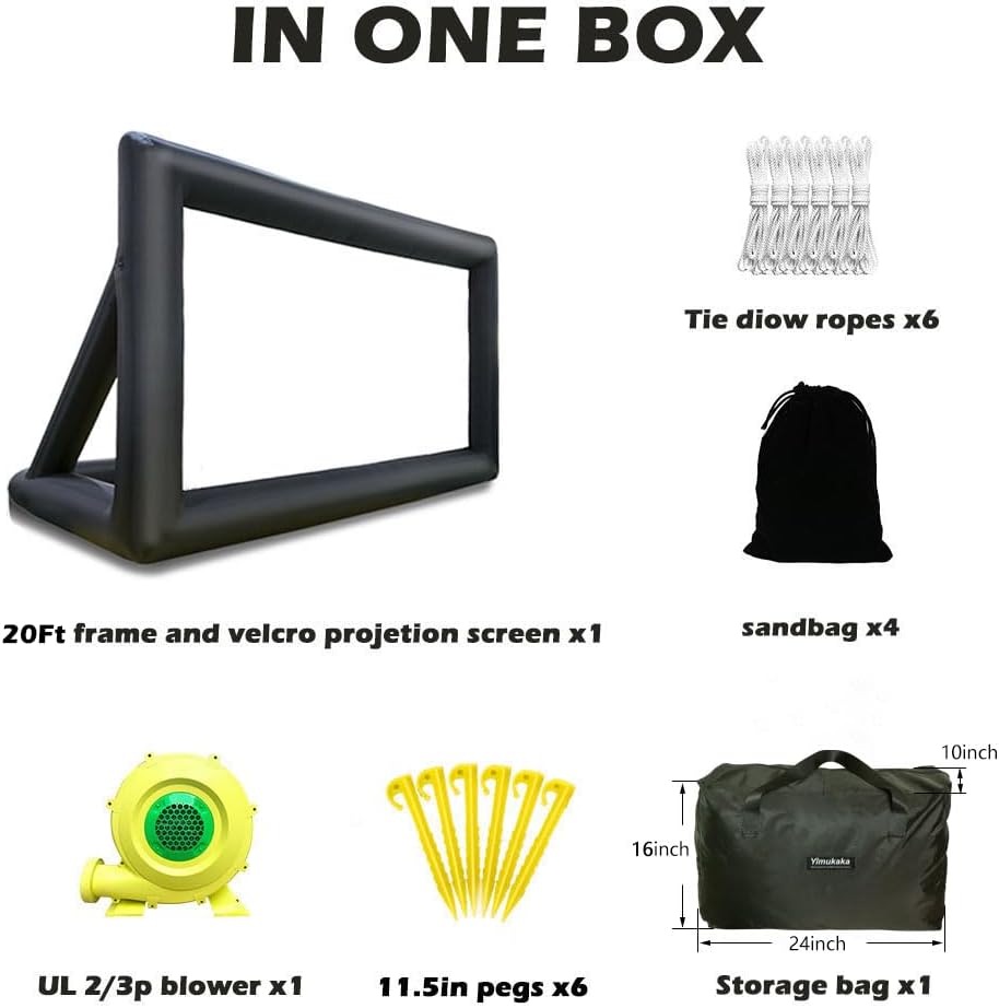 20ft Inflatable Movie Screen,Front and Rear Projection Screen,No Seam,Great for Movie Nights, Pool Parties, Backyards Party