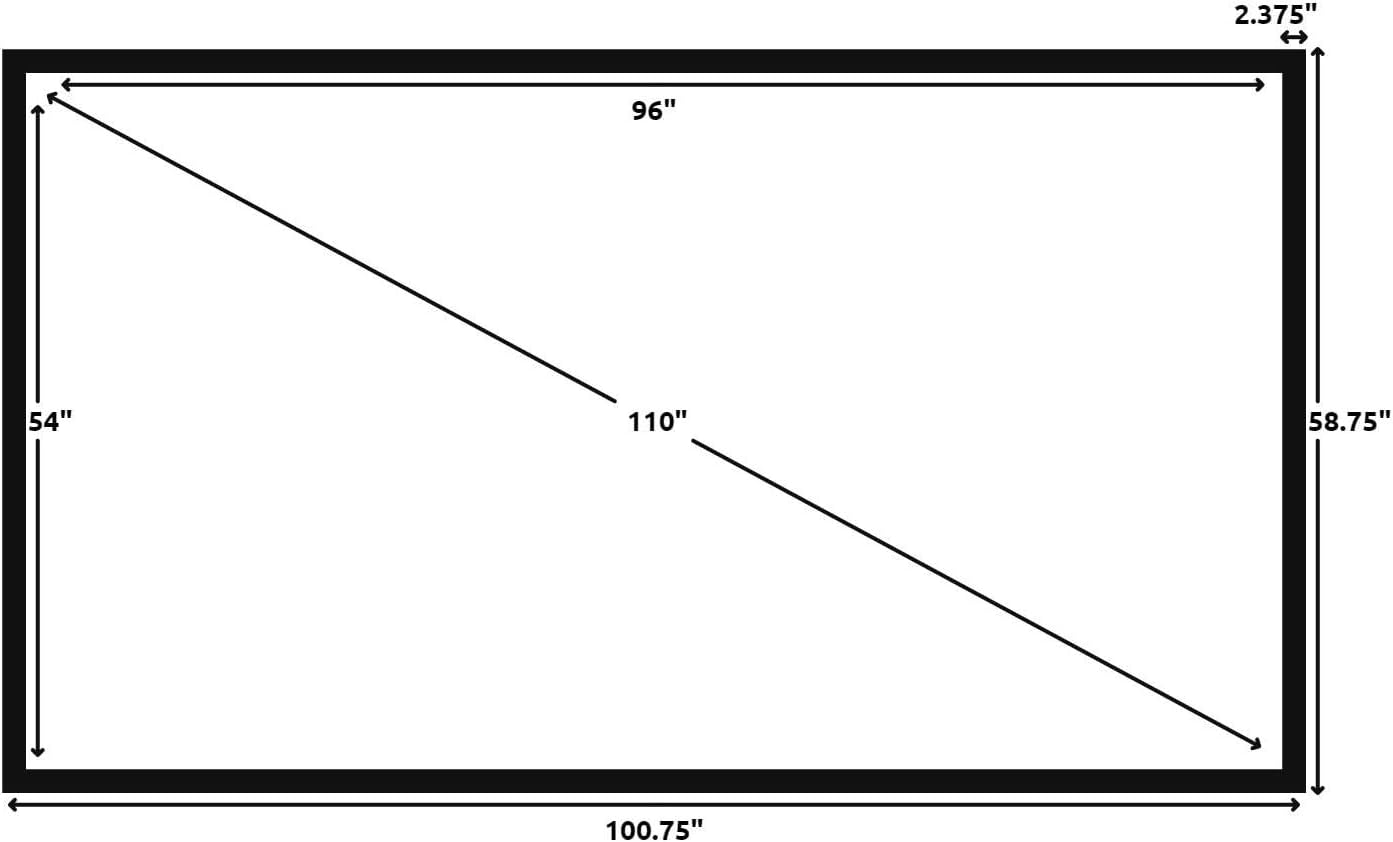Silver Ticket Products STR Series 6 Piece Home Theater Fixed Frame 4K / 8K Ultra HD, HDTV, HDR & Active 3D Movie Projection Screen, 16:9 Format, 110" Diagonal, White Material STR-169110