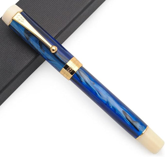 JINHAO 100 Fountain Pen with Ink Converter (Medium Nib 0.7mm, Galaxy Blue-B)