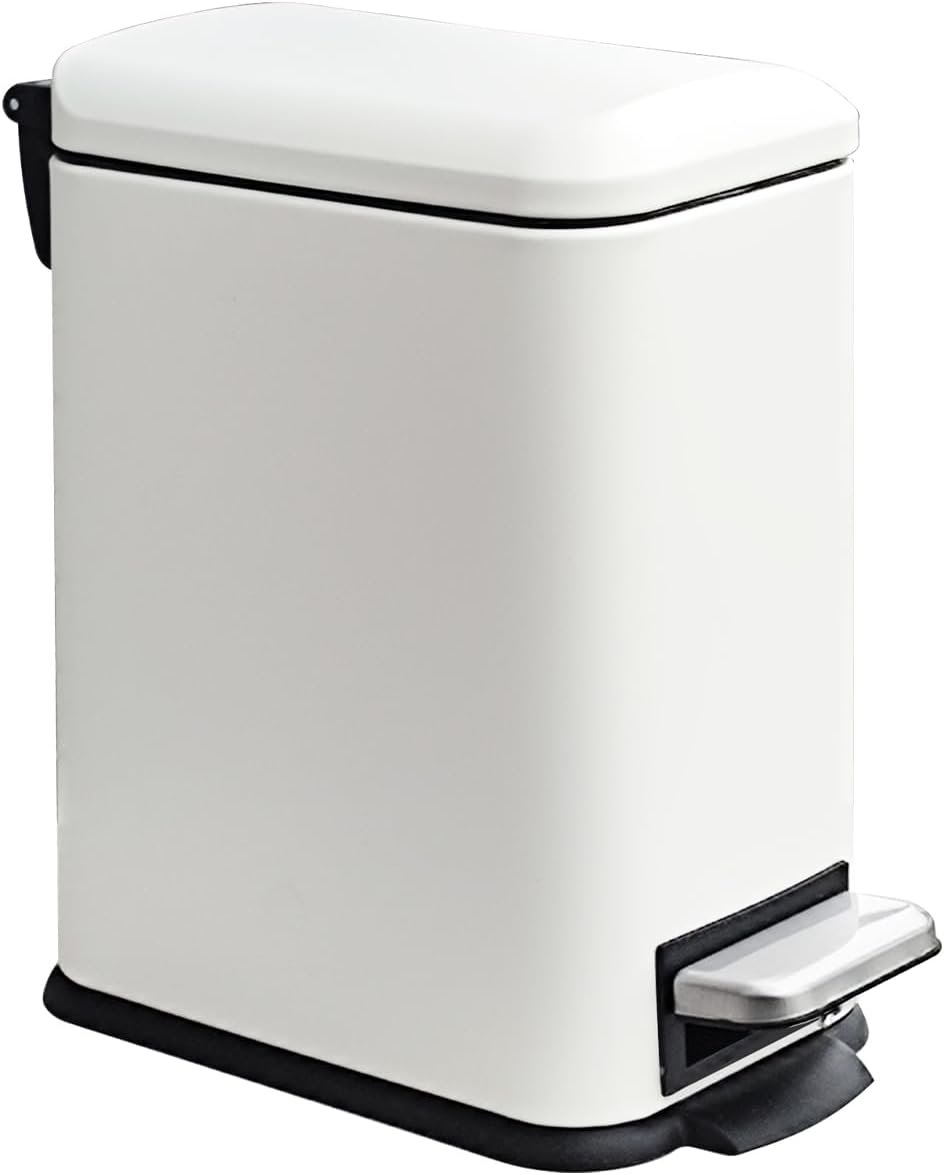 JM.YIPENG Bathroom Rubbish Bin, 5 Litre Cosmetic Bin, Small Waste Bin with Soft Close Lid, Bathroom Bin for Toilet, Bathroom, Bedroom, Living Room, White