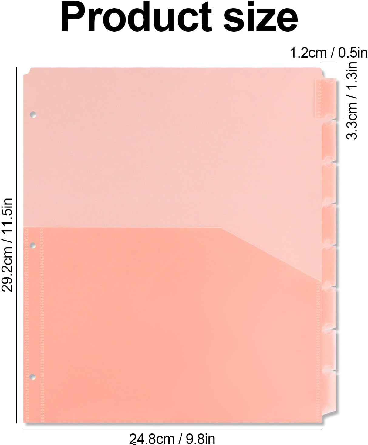 Koqye A4 Dividers for 3 Ring Binder, 8-Tab Purple Folder Dividers with Pockets, Durable Plastic Binder Dividers with Tabs, Plastic Binder Dividers for Binders (Orange - 1 Set)