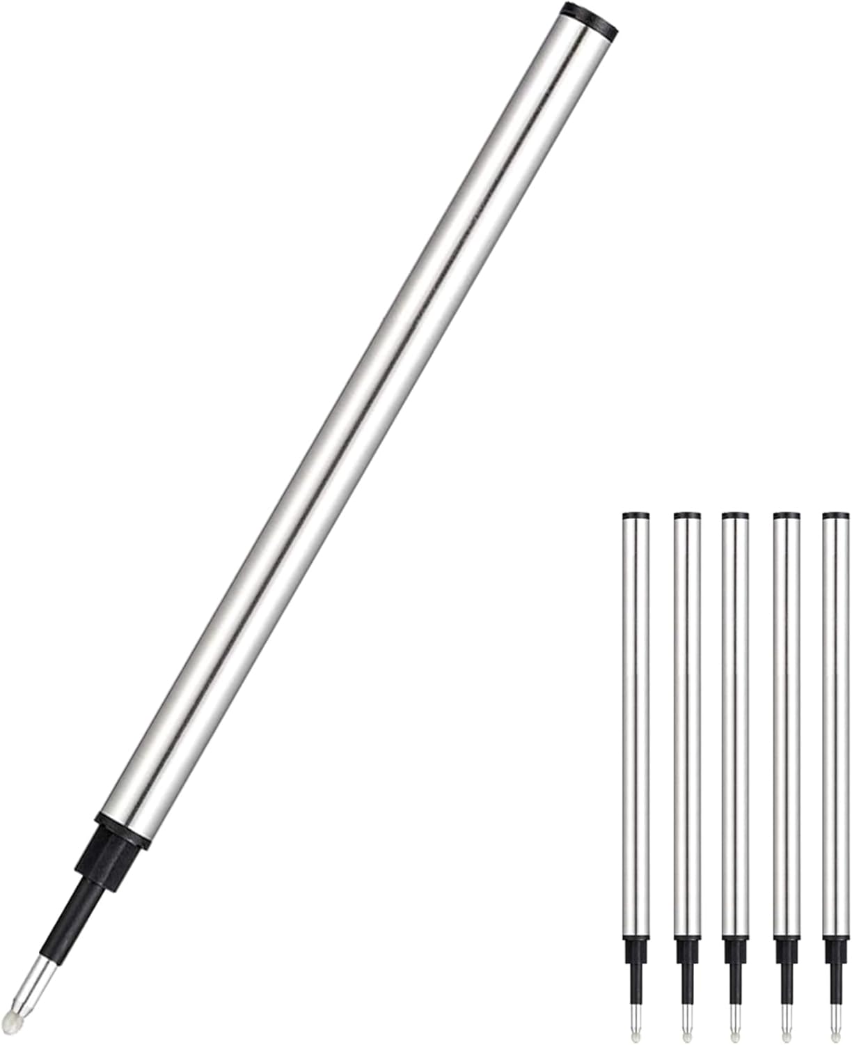 HeTaoCat Gel Rollerball Pen Refills, Roller Ball Fine Point 0.5mm, Black Ink Refill Pack of 5 - Replaceable Ballpoint Pen Refills Medium Point (Red)