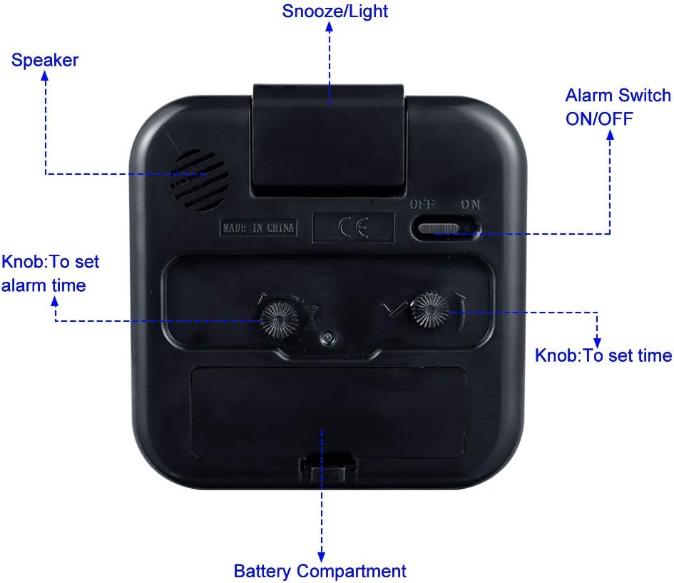 Small Battery Operated Analog Travel Alarm Clock Silent Non Ticking,Gentle Wake, Ascending Beep Sounds, Snooze,Lighted on Demand,Easy Set