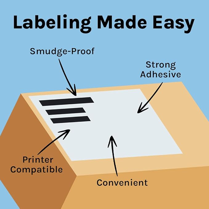 Premium Label Supply White Sticker Full Sheet Shipping Labels – 8.5" x 11" – Laser/Inkjet Compatible – (1 per Sheet), 1000 Sheets - Letter Size