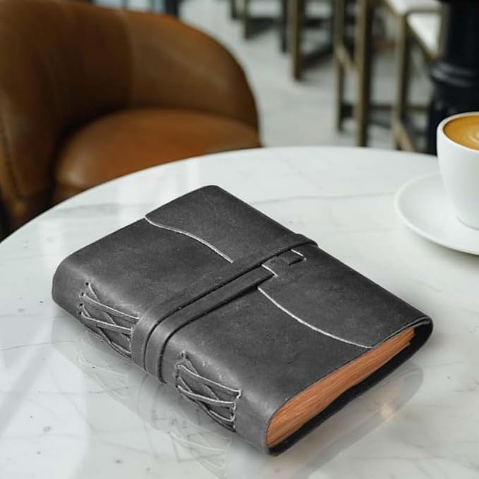 LEATHER VILLAGE Leather Bound Journal - Black, 11.5"X8.50", 220 Pages - Vintage Blank Paper Diary for Writing, Drawing, Sketchbook, and Travel Notebook - Ideal for Women and Men