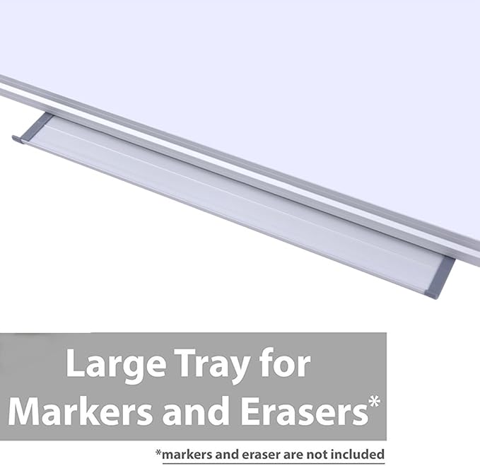 60" x 40" Magnetic Dry Erase Whiteboard with Pen Tray | Large Wall Mounted Aluminum Frame White Board for Office, Classroom & Home | Premium Presentation Board with Smooth Writing Surface