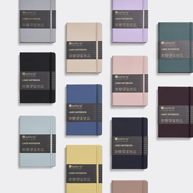 &And Per Se Lined Journal Notebook, 160 Pages, A5 5.7 x 8 inches College Ruled Thick Paper Notebook Journals for Writing, Hardcover Notebooks for Women Men Office School (1 Pack, Light Apricot)