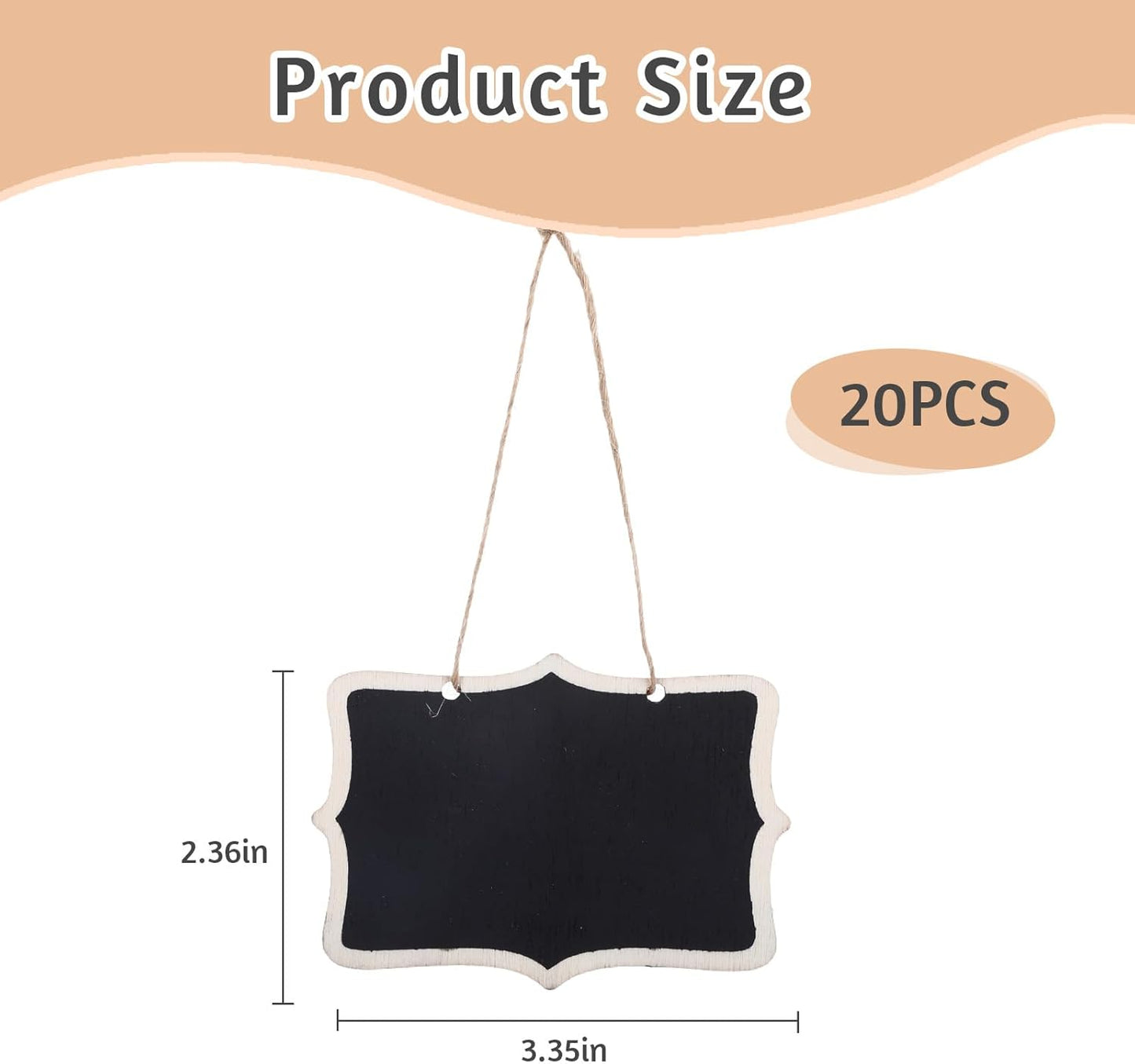 20Pcs Mini Chalkboard Signs,Hanging Small Chalkboard Sign,Chalkboard Tags with String,Double-Sided Hanging Food Labels for Party Buffet,Wooden Erasable Price Message Tags Blackboard