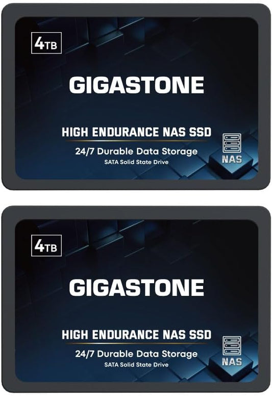 Gigastone 4TB NAS SSD Drive (2-Pack) 24/7 Durable High Endurance RAID Data Storage Network Attached Storage 2.5" SATA Internal Solid State Hard Drives