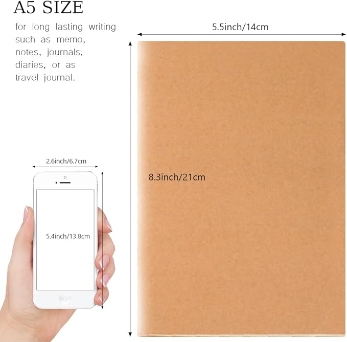 Bulk A5 Journal Notebook, Kraft Cover 60 Pages Lined Paper Journal for Traveler, Notes, Memo - Bulk Journals Sewn Brown Notebook for School Supplies, Office Supplie (line 60pages, 30pack)