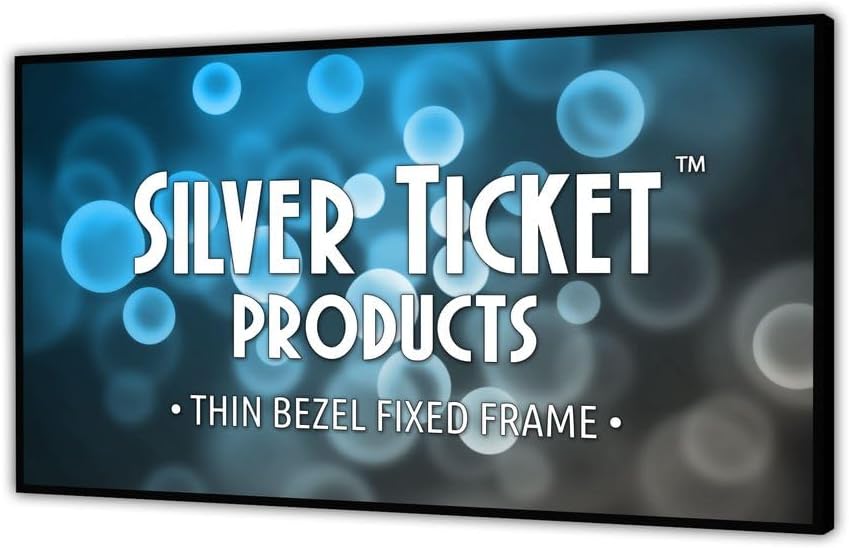 Silver Ticket Products S7 Series 6 Piece Thin Bezel Home Theater Fixed Frame 4K/8K Ultra HD, HDTV, HDR & Active 3D Projection Screen, 16:9 Format, 110" Diagonal, Grey Material S7-169110-G