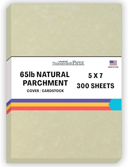 300 Natural Parchment 65lb Cover Paper Sheets 5 X 7 Inches Cardstock Weight Colored Sheets5 X 7" (5X7 Inches) Photo|Card|Frame Size - Printable Old Parchment Semblance