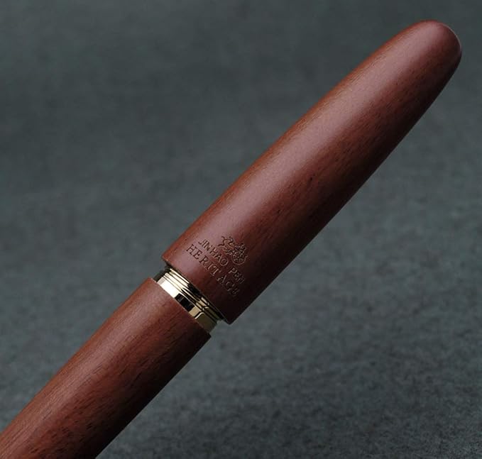 JINHAO 9056 Natural Wood Fountain Pen Handmade Ink Pen (Rosewood, Fine Nib 0.5mm)