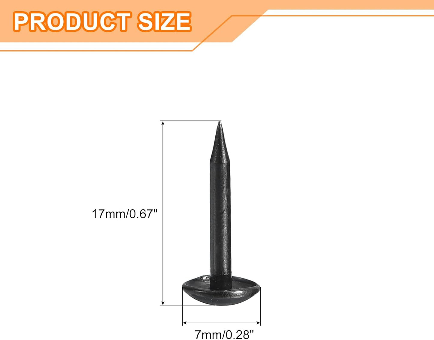 uxcell Upholstery Tacks Nail Pins Furniture, 50Pcs 7x17mm Thumb Tack Pins Assortment Kit Carbon Steel for Home Sofa DIY Decorative Nail Heads Nails, Black