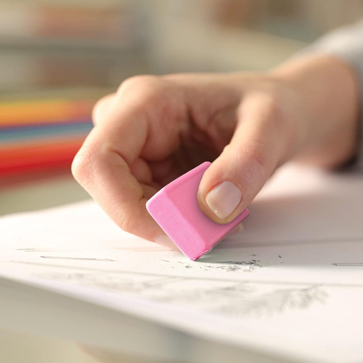 Pink Erasers, 40 Count, Latex Free Eraser for Kids, Square Eraser, Erasers Bulk for School Supplies, Art, and Office Use