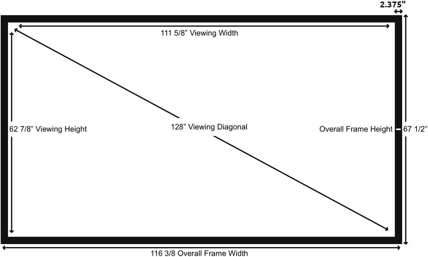 Silver Ticket Products STR Series 6 Piece Home Theater Fixed Frame 4K / 8K Ultra HD, HDTV, HDR & Active 3D Movie Projection Screen, 16:9 Format, 128" Diagonal, White Material STR-169128