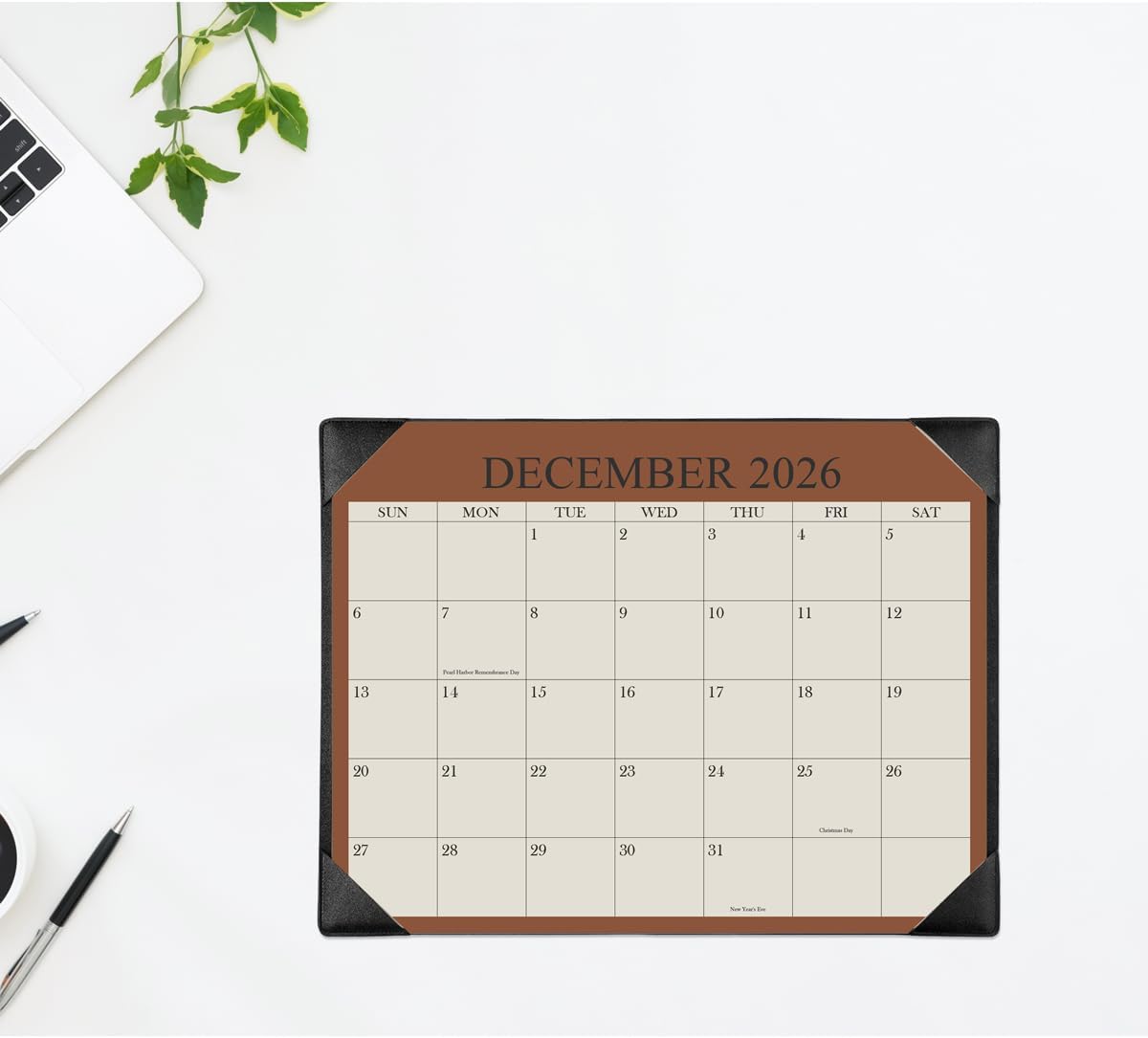 Desk Calendar 2025-2026 with Desktop Mat, 18 Month Small Desk Pad Calendar from July 2025 to December 2026, 8.5" x 11" Desk Pad Calendar 2025-2026 for Home, School Office, Black