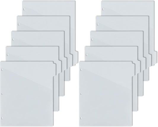 Koqye 5 Tab Dividers for 3 Ring Binder with Pockets, Plastic, Letter Size, Grey