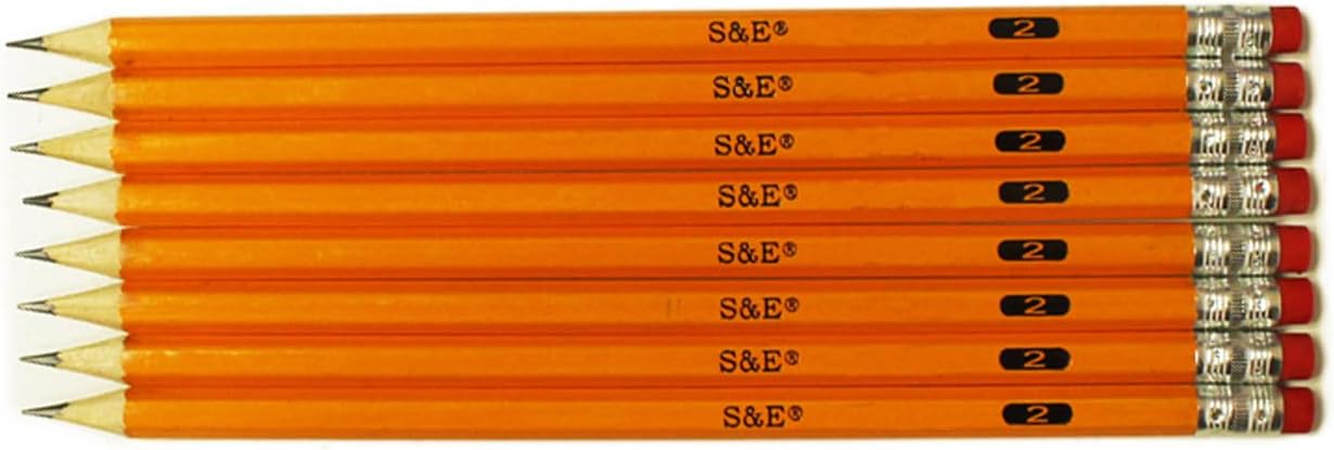 S & E TEACHER'S EDITION 1728pcs Pre-sharpened Pencils with eraser top, No.2 pencils #2 HB pencil Bulk, Golf, Classroom, Pew, Back to school, 12Pcs/box (144 boxes)