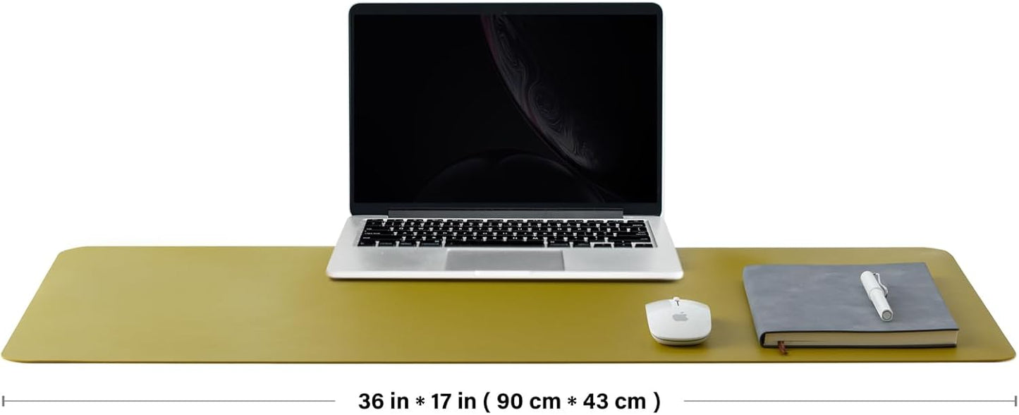 Cork Desk Mat - Dual-Sided Desk Pad for Office and Home - Desk Organization and Accessories - Ideal for Large Mouse Pad and Desk Mats on Top of Desks(Olive Green,36"x 17")