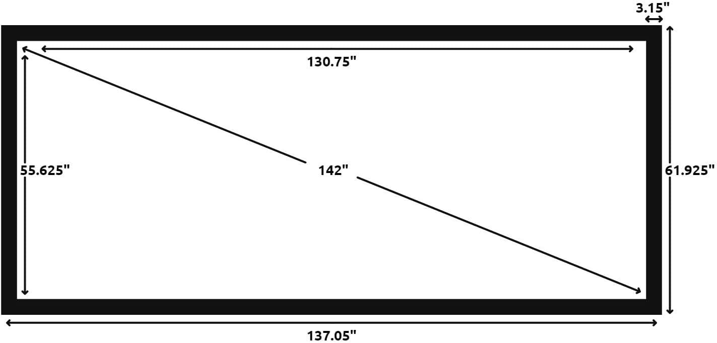 Silver Ticket Products STR Series 6 Piece Home Theater Fixed Frame 4K / 8K Ultra HD, HDTV, HDR & Active 3D Movie Projection Screen, 2.35:1 Format, 138" Diagonal, Woven Acoustic Material STR-235138-WAB