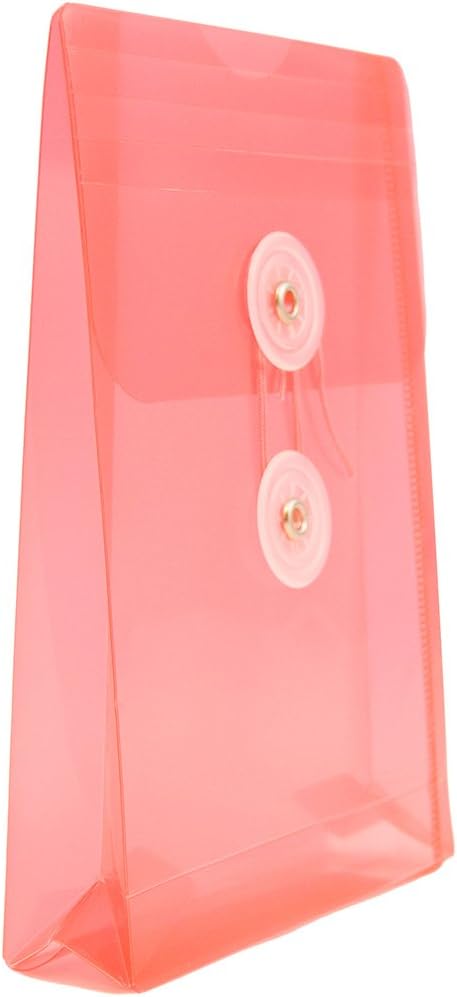 JAM PAPER Plastic Envelopes with Button & String Tie Closure - 4 1/4 x 6 1/4 - Red - 12/Pack
