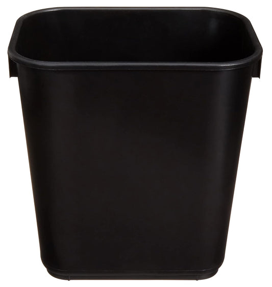 Amazon Basics Small Trash Can, Rectangular Commercial Office Wastebasket, 3 Gallon (Pack Of 2), Black (Previously AmazonCommercial brand)