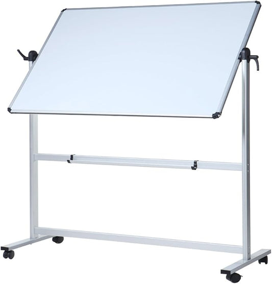 VIZ-PRO Double-Sided Magnetic Mobile Whiteboard, 60 x 48 Inches, Rolling Dry Erase Board Easel Stand on Wheels with Aluminium Frame for School Office Home 5' x 4'