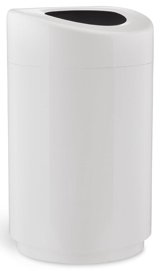 Safco Open Top Trash Can, 30 Gallon Stainless Steel Modern Garbage Can for Indoor Use, White