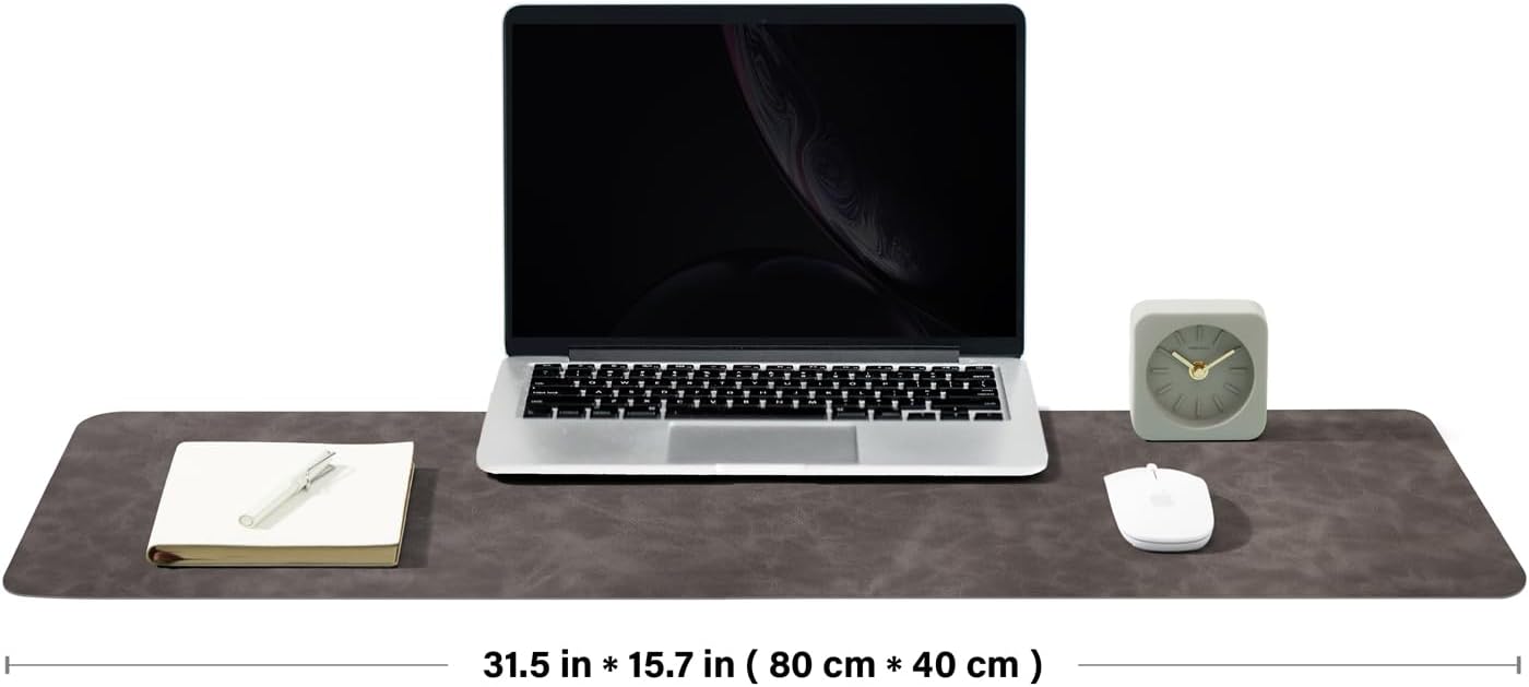 Distressed Leather Desk Mat - Non-Slip PU Desk Pad for Office and Home - Desk Organization and Accessories - Ideal for Large Mouse Pad and Desk Mats on Top of Desks(Slate Gray,31.5"x 15.7")