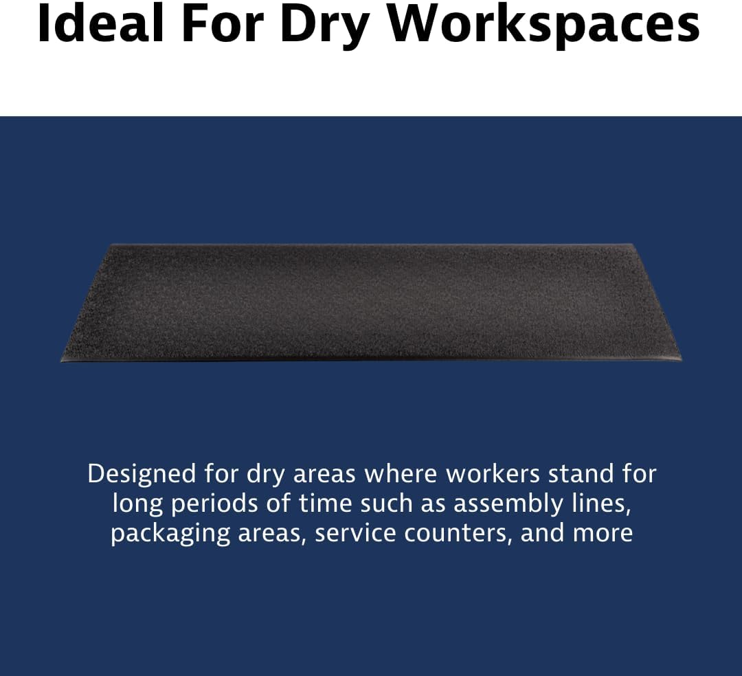 Notrax 411 Sof-Tred™ 3' x 12' x 9/16" Anti Fatigue Mat, Enhanced Slip Resistance with Beveled Edges and Pebbled Surface, Ideal for Industrial and Commercial Workplaces, Black, 411S4312BL
