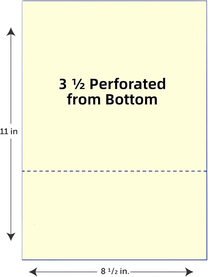 Limited Papers (TM) 8.5x11 Perforated Paper, 20/50 Pound, 75 GSM, Variety of Perforation Sizes and Colors, for Forms, Tickets, Postcards, Business Cards. (Ivory, 2 up – 3.5” from bottom)