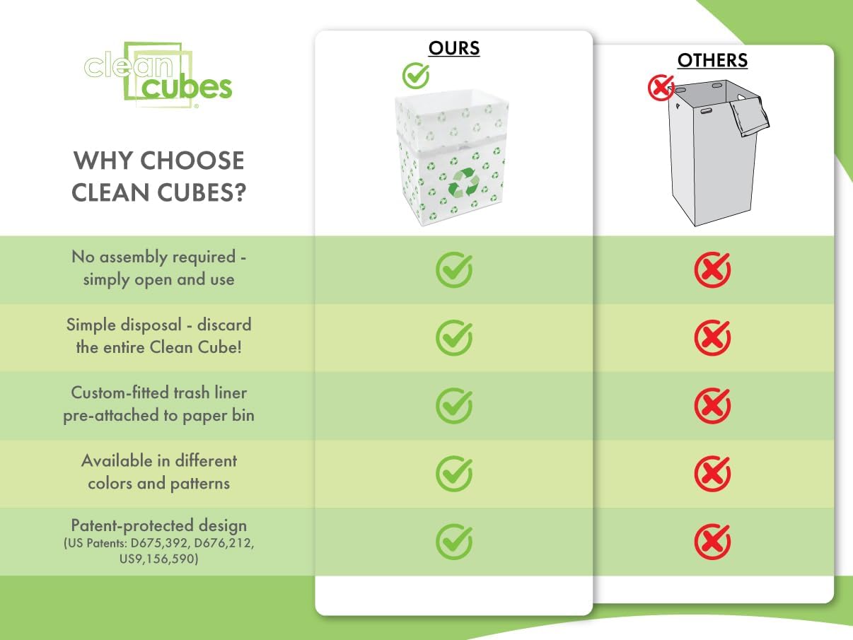 | 13 Gallon Disposable Trash Cans (6-Pack) with Fitted Trash Bags - Reusable Garbage and Recycling Bins for Parties, Events, and More (Recycle - 17" Height x 13.5" Width x 10" Depth)